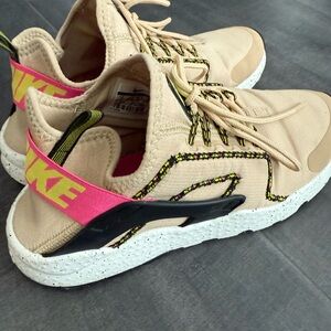 Nike Tan Sneakers with Pink and Black Details